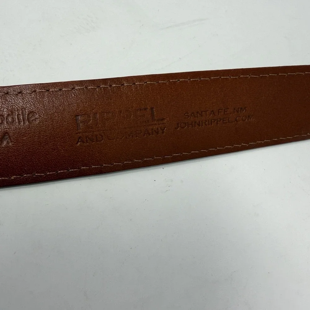 Rippel & Company Real Crocodile Leather Belt Solid Silver 925 Buckle USA Size 45